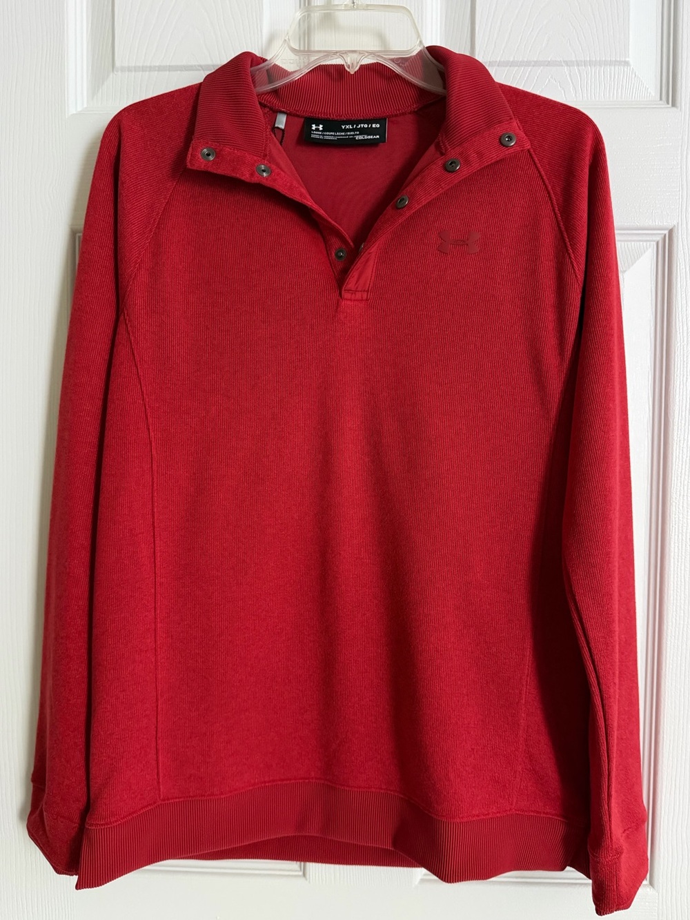 NWT - Under Armour Boys Red Snap-Collar Pullover Shirt